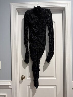 PrettyLittleThing Black Ruched Long Sleeve Dress